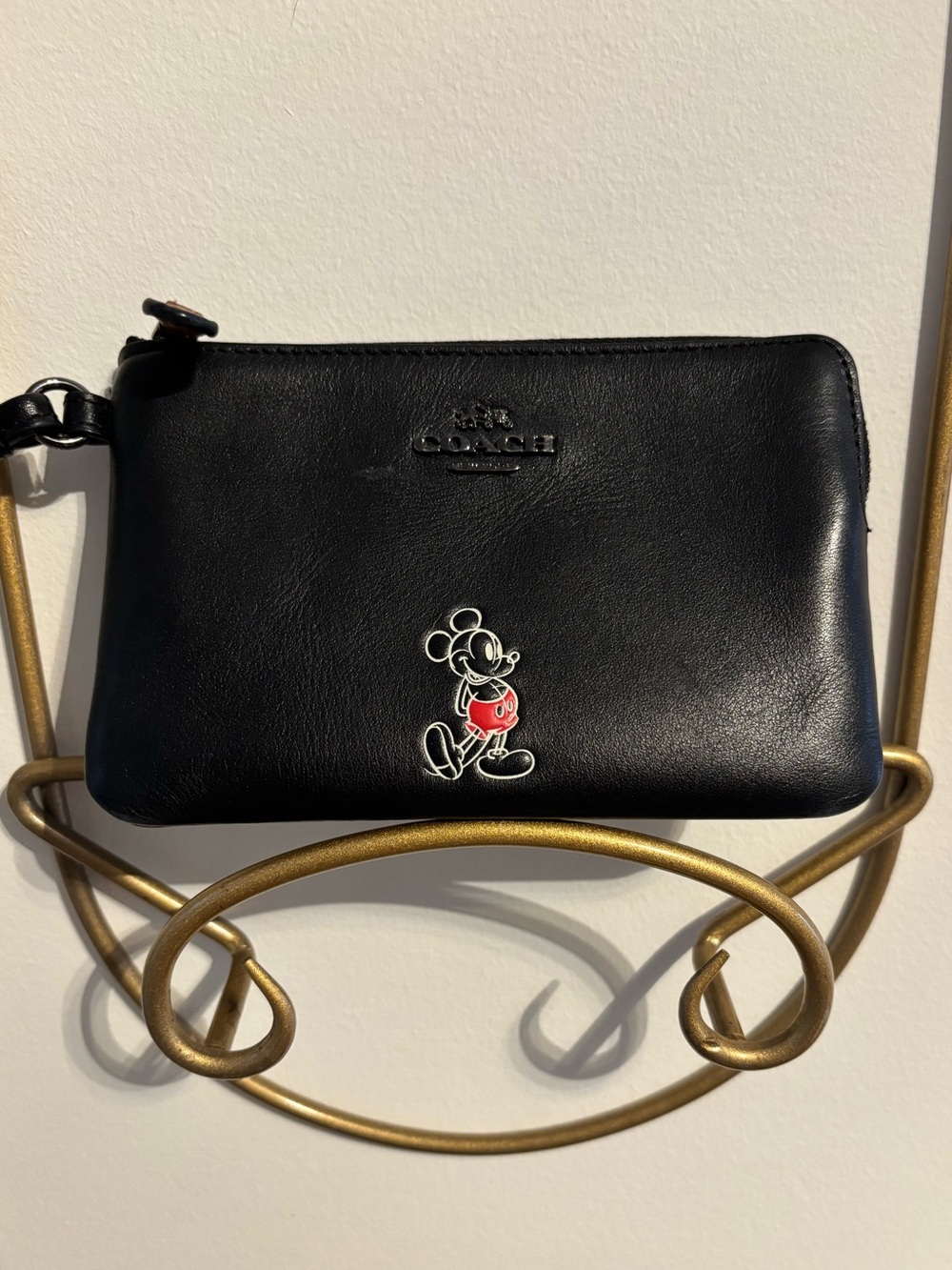 Coach x Disney Mickey Mouse Leather Wristlet Black!
